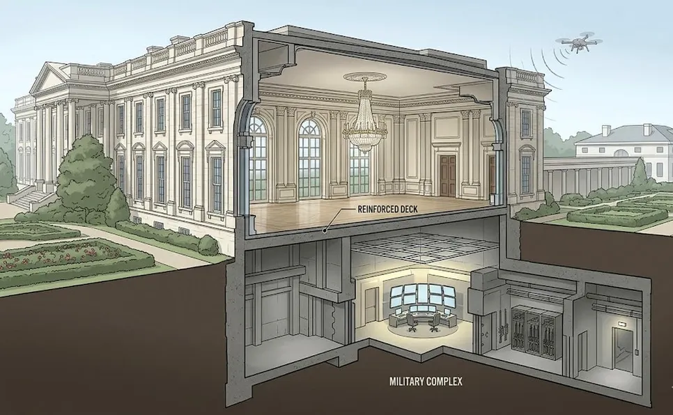 El ambicioso proyecto de la Casa Blanca: Un salón de baile con infraestructura militar